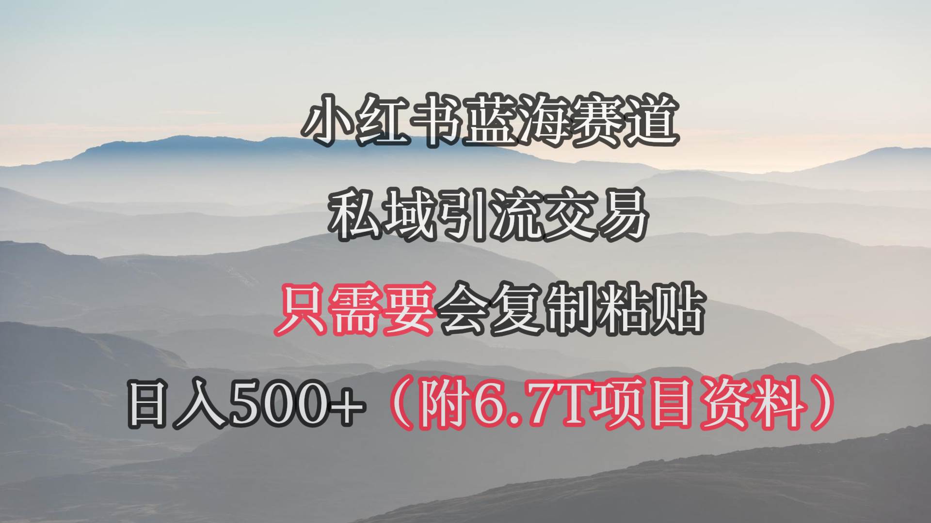 小红书短剧赛道，私域引流交易，会复制粘贴，日入500+（附6.7T短剧资源）